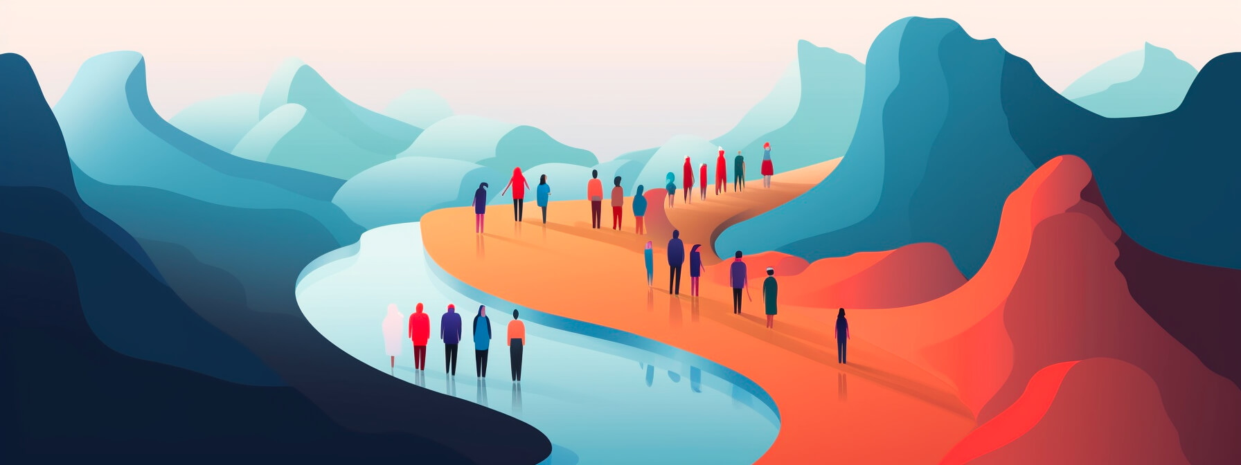 Människor står i en vacker dal