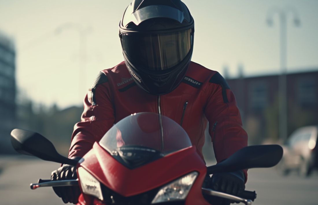 En person som sitter på en Ducati motorcykel