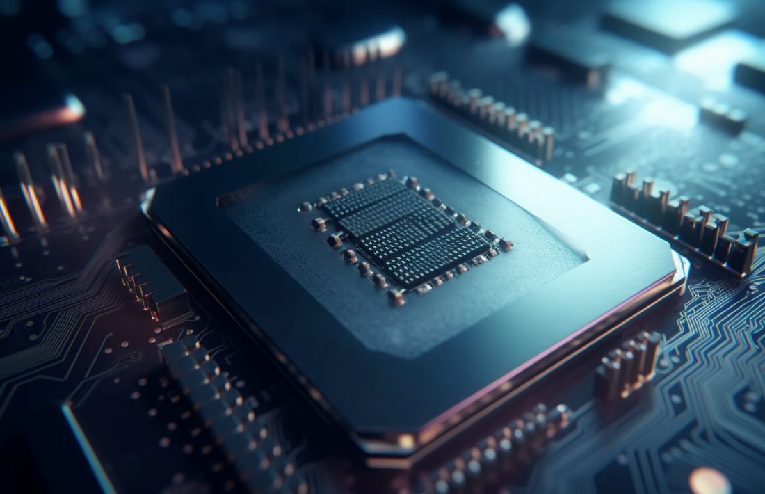 Ett datorchip i närbild