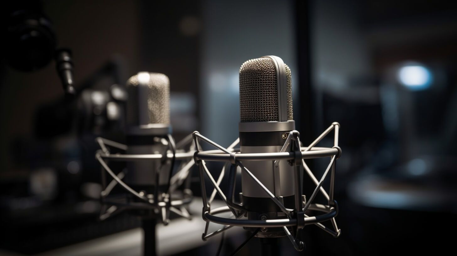 Två mikrofoner uppställda för en intervju