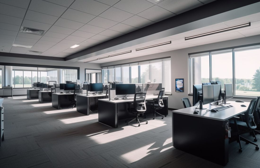 Ett modernt stort kontor